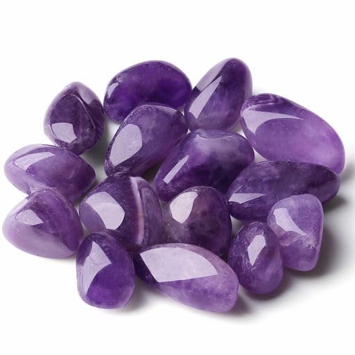 YATOJUZI 1LB Amethyst Tumbled Polished Natural Crystals Stones Bulk Crystal Gemstones Wholesale for Tumbling Cabbing Energy Balancing Reiki Crystal Decoration Meditation Therapy Gifts - color: Amethyst, size: 450g