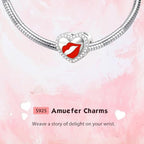 S925 Bead Dangle Charms for Bracelets Necklaces, Compatible with Pandora - style: Kiss and Lip Heart Charm