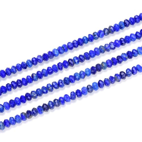 Adabele 30 Inch Natural Blue Lapis Lazuli Healing Gemstone 4mm x 3mm Tiny Small Faceted Round Rondelle Loose Beads Stone Spacer (240-260pcs) for Craft Jewelry Making GK-B7 - color: Lapis Lazuli, size: 4mm x 3mm - 30 inch/2 strands