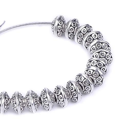 April Ya 100 Pieces 6 mm Antique Silver Spacer Beads European Style Beads for Jewelry Making