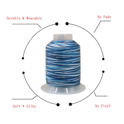 0.8mm Segment Dyed Twisted Silk Cord Trim 3-Ply Twine Thread Braided Polyester String for DIY Crafts,Macrame, Pendants,Jewelry,Friendship Bracelets,Necklaces 270 Yards（Blue） - color: Blue
