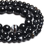 60pcs 6mm Black Stripe Agate Beads Natural Gemstone Beads Round Loose Beads for Jewelry Making - color: Black Stripe Agate, size: 6mm
