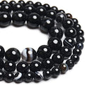 45pcs 8mm Black Stripe Agate Beads Natural Gemstone Beads Round Loose Beads for Jewelry Making - color: Black Stripe Agate, size: 8mm