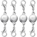 925 Silver and Gold Magnetic Necklace Clasps, Round Necklace Clasp Closures for Jewelry Making,Magnetic Necklace Clasps and Extenders,for Bracelet Necklace and Accessories (4pcs Silver) - color: 4pcs silver