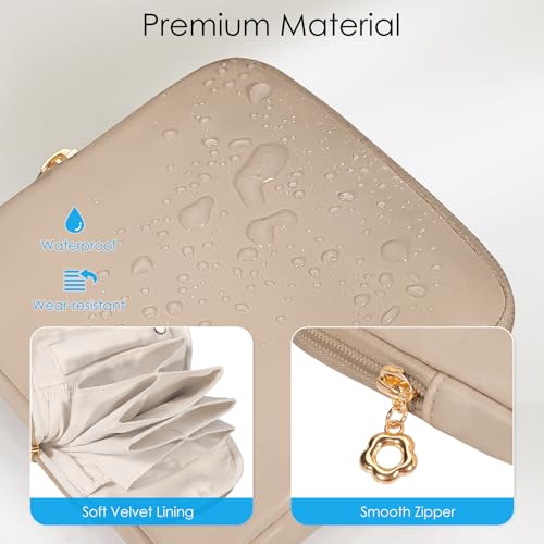 SITHON Small Travel Jewelry Case with Ring Holder, Mini Velvet Jewelry Pouch Bags, Compact Storage Organizer for Bracelet Necklaces Earrings Travel Essentials, Mother’s Day Gifts (Toffee) - color: Toffee