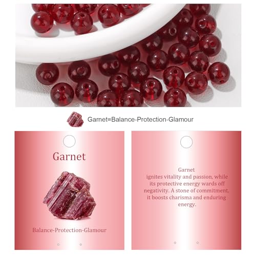 Vinswet 90pcs 4mm Garnet Natural Stone Beads Round Genuine Real Stone Beading Loose Gemstones DIY Smooth Bead for Bracelet Necklace Earrings Jewelry Making - color: Garnet, size: 4mm
