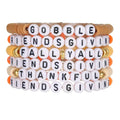 Thanksgiving Stackable Bracelet for Women Set Colorful Beads Rubber Ring Elastic Layering Letter Disc Maple Leaf Pendant Clay Stretch Fall Bracelets Fall Costume Bracelet Jewelry for Women - style: Style2