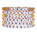 Thanksgiving Stackable Bracelet for Women Set Colorful Beads Rubber Ring Elastic Layering Letter Disc Maple Leaf Pendant Clay Stretch Fall Bracelets Fall Costume Bracelet Jewelry for Women - style: Style2