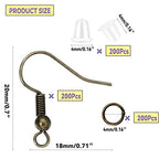 600Pcs Hypoallergenic Earring Hooks, Antique Bronze Earring Making Kit, Supplies with Earring Backs and Jump Rings for Jewelry Making (Bronze) - color: Bronze