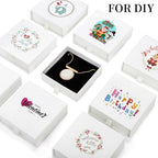 WRINGKIT 24 Pack White Cardboard Jewelry Gift Boxes Bulk, Square Jewelry Gift Boxes 3.5x3.5x1.2 Inch, Jewelries Packing Box with Lids Foam Cushion for Necklace Earring Bracelet Ring Display Storage