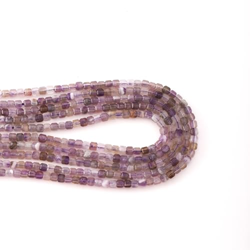 Faceted Natural Amethyst2 2-3mm Cube Square Loose Beads Gemstone Small Loose Beads Healing Crystal Energy Stone for DIY Jewelry Making 15" - color: Amethyst2
