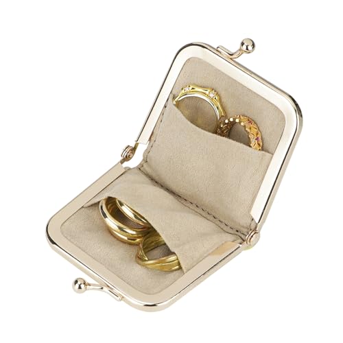 Royal Bagger Genuine Cow Leather Ultra-Slim Mini Jewelry Box, Ring & Necklace Storage, Slim Coin Purse with Kiss Lock for Women 3120 (Brown) - color: Brown