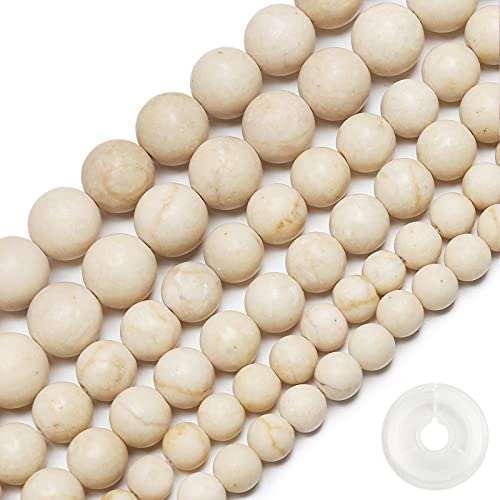 Natural Matte Fossil Jasper Beads, 8MM Round Frosted Unpolished Loose Gemstone Beads for Bracelet Necklace Jewelry Making, Energy Stone Healing Power with Stretch Beading Cord - color: Matte Fossil Jasper, size: 8MM