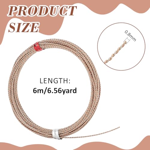 BENECREAT 19.7Ft Round Twist Jewelry Wire, 20 Gauge Tarnish Resistant Brass Craft Wire for Necklace Bracelet Making and Handmade Project, Rose Gold & Platinum - color: Rose Gold
