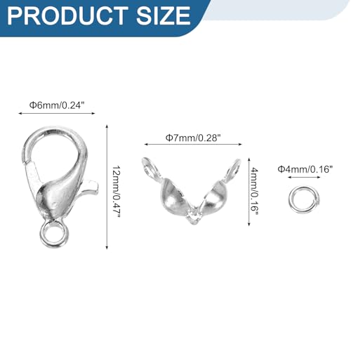 uxcell 570Pcs Jewelry Making Accessories Set with 50Pcs Lobster Claw Clasps, 400Pcs Open Rings, 120Pcs Crimp Bead Covers for Jewelry Making, Silver - color: Silver