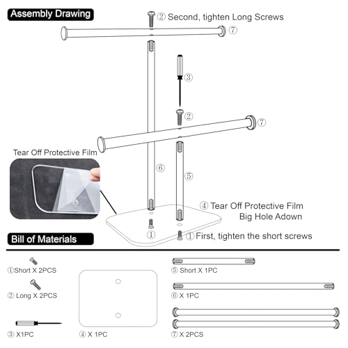 lengnoyp Premium Jewelry Stand , Solid Clear 2-Tier Acrylic Jewelry Organizer Stand & Bracelet holder Stand for Necklace Display, Ring & Watch Display - size: 2-tier