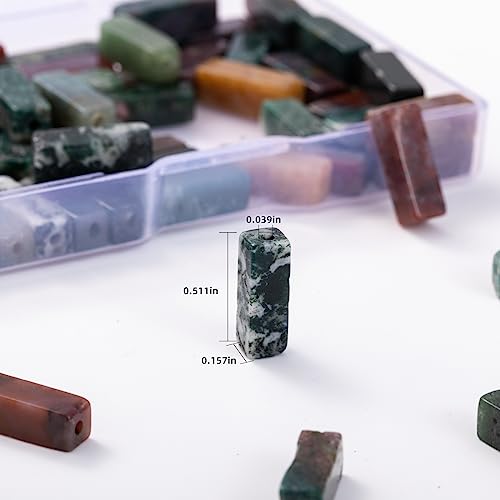 Natural Indian Agate Rectangle Tube Beads 4x13mm 38cm/str Loose Semi Gemstone Stone Beads for Making Bracelets Necklace Earrings - color: Indian Agate, size: 4x13mm Rectangle