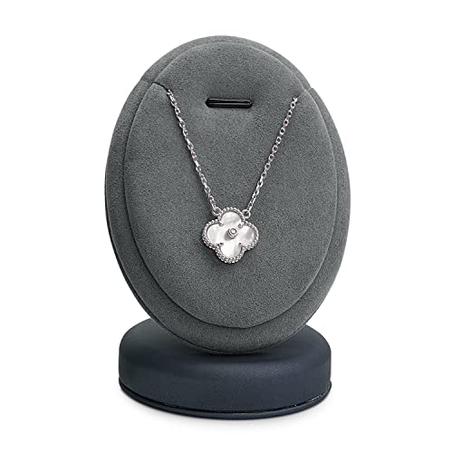 PU Leather Necklace Display Stand Microfiber Small Necklace Holder Jewelry Gift Display Stand For Birthday, Valentine's Day (Dark Gray) - color: Deep Grey