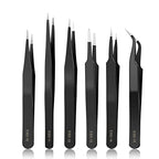 YHYZ 6pcs Precision Tweezers Set, Premium Anti-Static Stainless Steel ESD Tweezers Set Kit for Electronics, Sodlering，Jewelry, Craft, Laboratory Work, DIY - style: 6PCS, Version 1