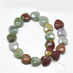 Fashewelry 18pcs Faceted Heart Natural Indian Agate Stone Beads Tumbled Chakra Gemstone Beads Crystal Healing Drilled Loose Beads for Earring Bracelet Necklace Jewelry Making, 10x10mm - color: Indian Agate, 10x10mm