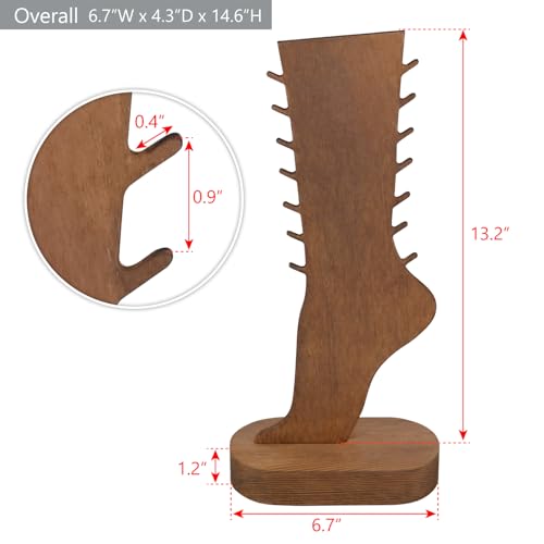 MOOCA 2 Pcs Set Two-Way Tabletop or Wall-Mountable Jewelry Display Natural Wood Foot-Shaped Bracelet Display, Anklets Display Storage, Wood Sturdy Base, Brown Color - color: Brown