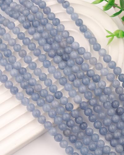 Natural Stone Beads 8mm Polished Round Smooth Gemstone Beads for Jewelry Making Supplies 15 Inch(45 Beads) (Blue Angel) - color: Blue Angel-45pcs