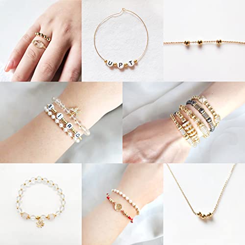 100pcs 6mm 14K Gold Plated Smooth Spacer Beads, Long-Lasting Seamless Spacer Ball Beads for Necklace, Bracelet, Earring, Jewelry Making, Tarnish Resistant - size: 6mm-100pcs