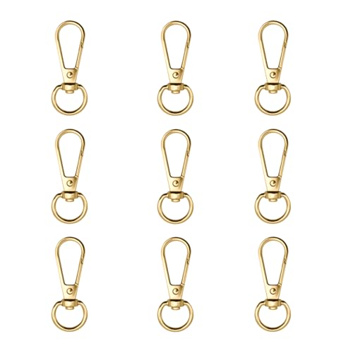 12pcs Swivel Push Gate Snap Hooks Clasps for DIY Crafts Keychain Clip Purse Handbag Making Accessories (Light Gold,Medium(38mm)) - color: Light Gold, size: Medium(38mm)