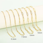 SMYHTGLIF 5 Meters Gold Stainless Steel Chain for Jewelry Making Paperclip Cable Craft Jewelry Making Chains Necklace Bracelet Jewelry Chain Findings - color: Gold, size: 3×7.5mm