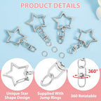 20pcs Star Shaped Spring Snap Clasps, Swivel Keychain Clip Buckle with Open Jump Ring, Zinc Alloy Snap Hook Jewelry Clasps for Keychain DIY Crafts- Silver - color: Silver-20pcs