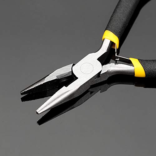 SPEEDWOX 5 Inches Long Nose Pliers Chain Nose Pliers Mini Wire Cutter for Hard to Reach Confined Areas Serrated Jaws for Jewelry Repairing Making Beading Hobby Tools - size: Serrated Jaw with Cutter