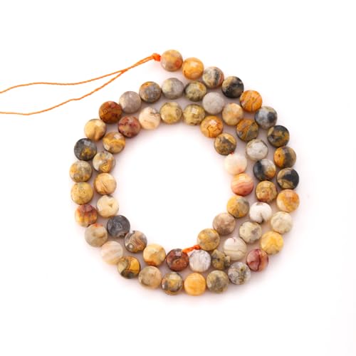 6mm Faceted Natural Crazy Agate Stone Beads Coin Disc Gemstone Spacer Beads for Jewelry Making DIY Bracelet Necklace - color: Crazy Agate