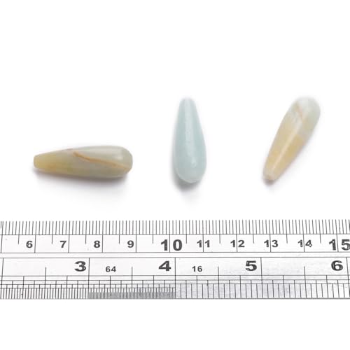 BEADIA Natural Amazonite Teardrop Stone Beads 10x30mm 12pcs Dangle Earring Charm for DIY Jewelry Making - color: Amazonite