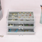 Weiai Acrylic Jewelry Box 3 Drawers, Velvet Jewellery Organizer, Earring Rings Necklaces Bracelets Display Case Gift for Women, Girls - color: Gray