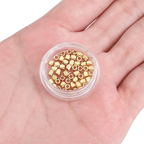 BEADIA 14K Gold Plated Faceted Spacer Beads 2.5x2.5mm 50pcs for Jewelry Making Findings Non Tarnish - color: 14K Gold, size: 2.5x2.5mm Faceted