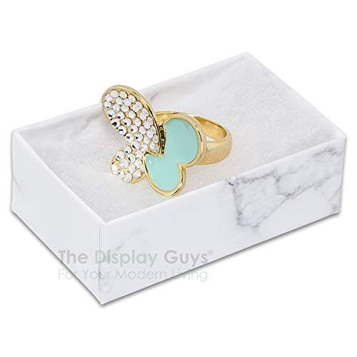 TheDisplayGuys - 25-Pack #21 Cotton Filled Cardboard Paper Jewelry Boxes Gift Case - Marble White (2.6" x 1.6" x 1.0") - for Shipping or Storage - size: 1 Count (Pack of 25), style: 2.6" x 1.6" x 1.0" (#21)