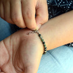 Ganbatte Handmade Beaded Bracelet, Natural Stone and Silver Stainless Steel, Boho Style Women's Jewelry - color: Moss Agate