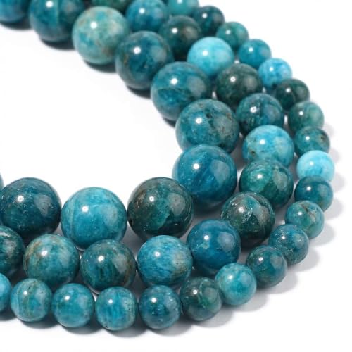 Yochus 35pcs Blue Apatite Stone Beads，10mm Healing Power Natural Stone Round Loose Beads for Jewelry Making Earring Necklace DIY Crafts - color: Blue Apatite Stone, size: 10mm 35beads