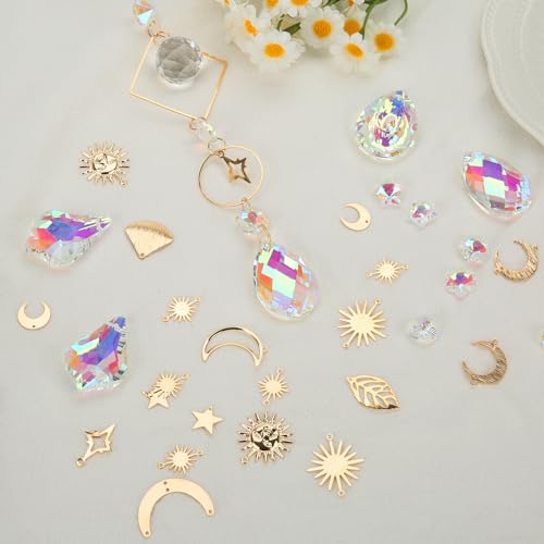DIY Suncatchers, 400 pcs Sun Catchers Making Supplies Kit Art and Crafts for Adults Prism Hanging Decorative Suncatcher with Crystals Rainbow Maker for Indoor Windows Office Home Decor