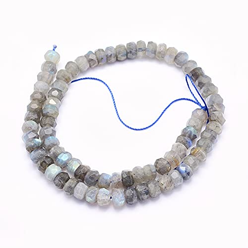 Cheriswelry 75pcs/Strand 8mm Faceted Natural Labradorite Rondelle Stone Beads Crystal Mini Gemstone Loose Spacer Abacus Beads for DIY Craft Earring Bracelet Necklace Jewelry Making Supplies - color: Natural Labradorite