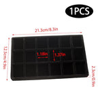 Velvet Jewelry Organizer Trays Black Stackable Jewelry Storage Display Tray with Removable Dividers, 18 Grids - color: Black