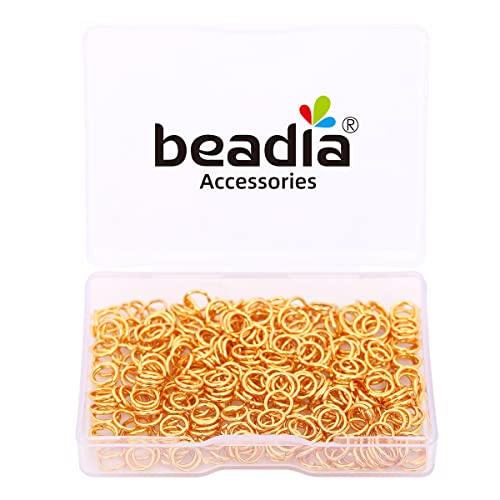 BEADIA 18K Gold Plated Jump Rings Non Tarnish 6mm 400pcs for Jewelry Making Findings - color: Gold, size: 0.7x6mm
