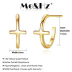 Me&Hz Gold Huggie Earrings Small Huggie Hoop Earrings for Women 14K Gold Plated Hypoallergenic Cubic Zirconia Huggies Mini Silver Hoop Earring for Women - color: Gold,Cross