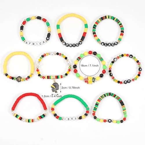 Twinfree Bohemia Beaded Bracelet for Women, Polymer Clay Stretch Bracelets - color: color 46
