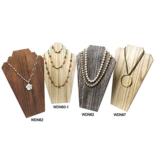 Ikee Design 2 Pcs Lightweight Wooden Necklace Display Bust Easel Jewelry Display for Shows, Necklace Stand, Brown Color, 8.3 W x 4.3 D x 13 H in - color: Brown