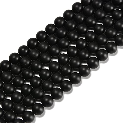 8mm Black Onyx Matte Round Natural Gematone Loose Beads for Jewelry Making DIY 1 Strand 15" - color: Matte Black Onyx, size: 8mm