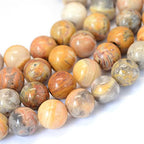 KISSITTY 235pcs 8mm Natural Crazy Agate Bead Strands, Natural Gemstone Crystal Beads Round Smooth Chakra Beads Energy Healing Crystals Gemstones for DIY Jewelry Bracelets Necklaces Making - color: Natural Crazy Agate