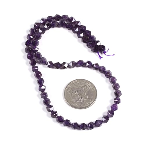 Amethyst 6mm Gemstone Triangle Faceted Round Loose Beads Strand 15.5" DIY Jewelry Making - color: Amethyst