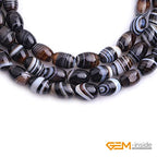GEM-Inside 10x14mm Natural Black Botswana Onyx Agate Stone Semi Precious Rice Olive Oval Chakras Beads for Jewelry Making DIY Handmade Craft Supplies 15" - size: Black-10x14mm