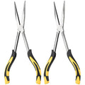 Premium Long Needle Nose Pliers-11’’, Paper Clamp Precision, High Carbon Steel, Soft Grip with Wire Cutter, Long Nose Cutting Pliers for Home, Fishing, Jewelry, Crafts,2pcs - style: Two-11in